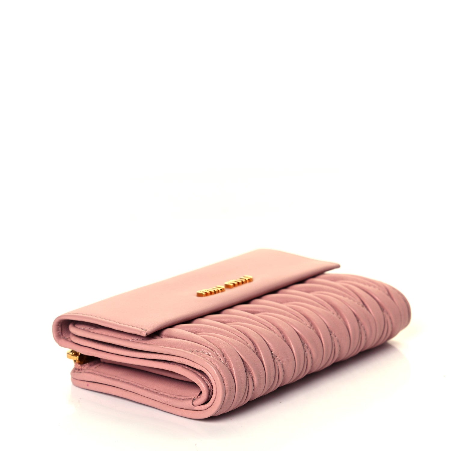 Miu Miu Nappa Matelasse Flap Tri-Fold Wallet Orchidea 3 of 7