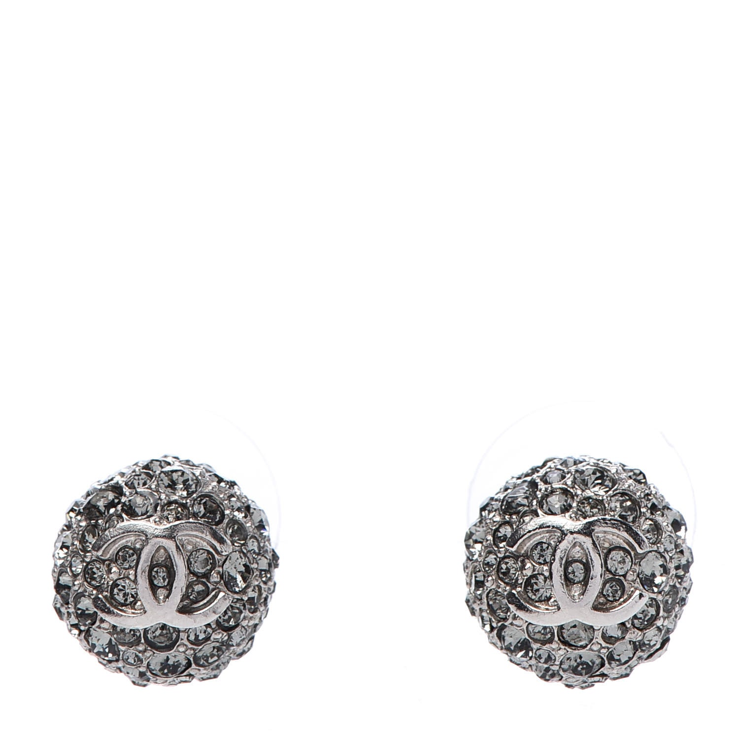 Chanel Crystal CC Earrings Silver 1 of 5