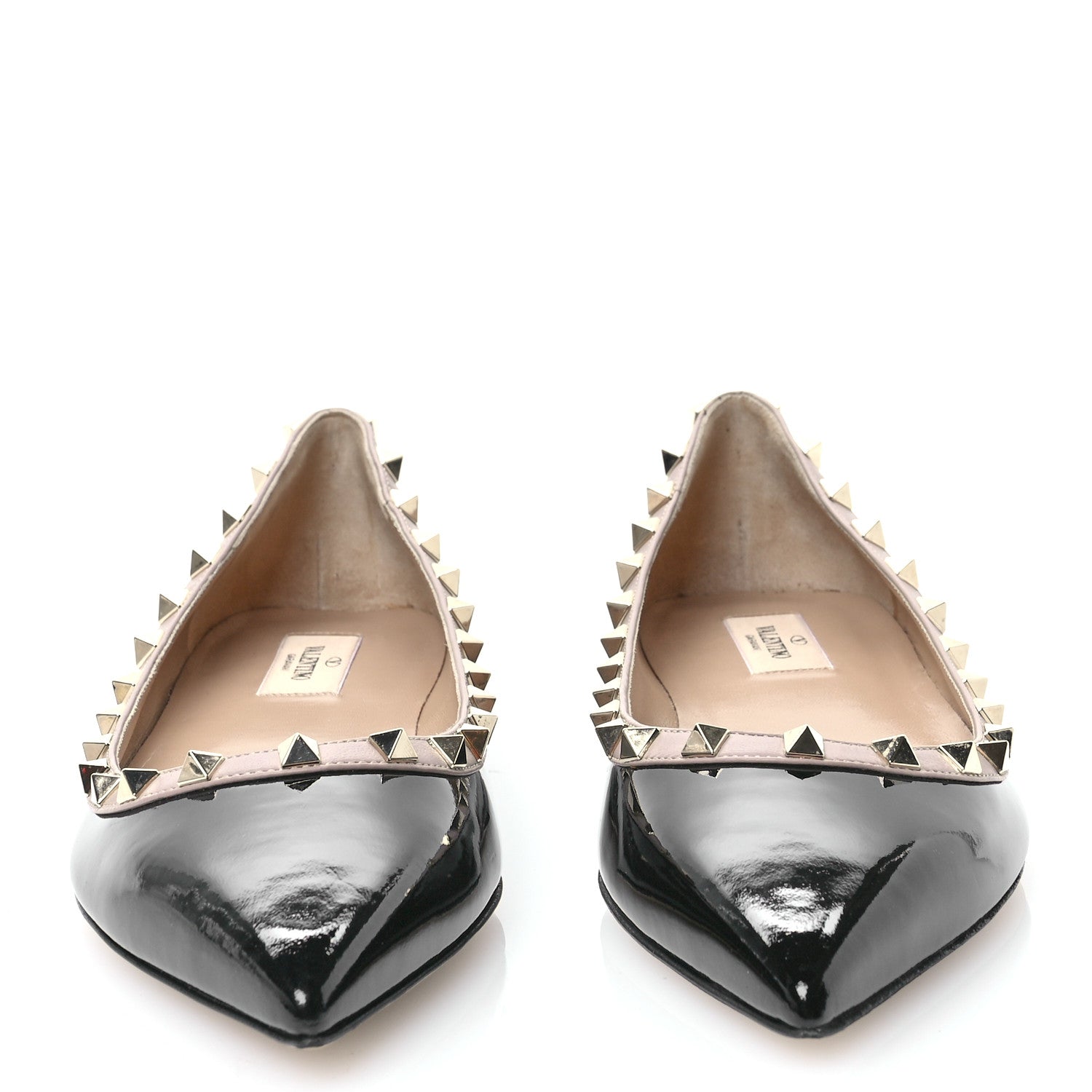 Valentino Garavani Patent Rockstud Ballerina Flats 41 Black Poudre 2 of 8