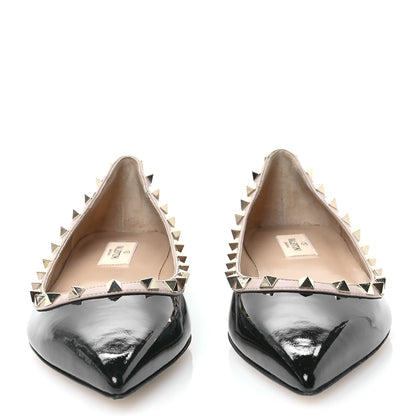 Valentino Garavani Patent Rockstud Ballerina Flats 41 Black Poudre 2 of 8