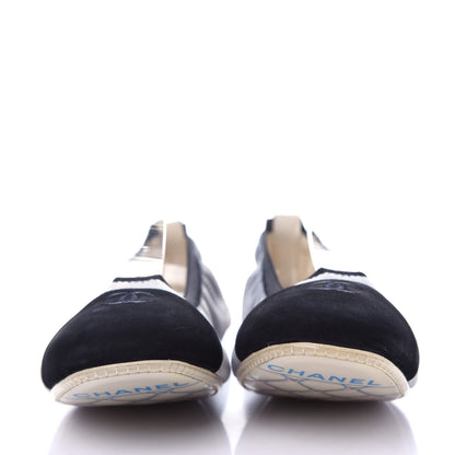 Chanel Nubuck Suede CC Elastic Cap Toe Ballerina Flats 40.5 Blue 2 of 11