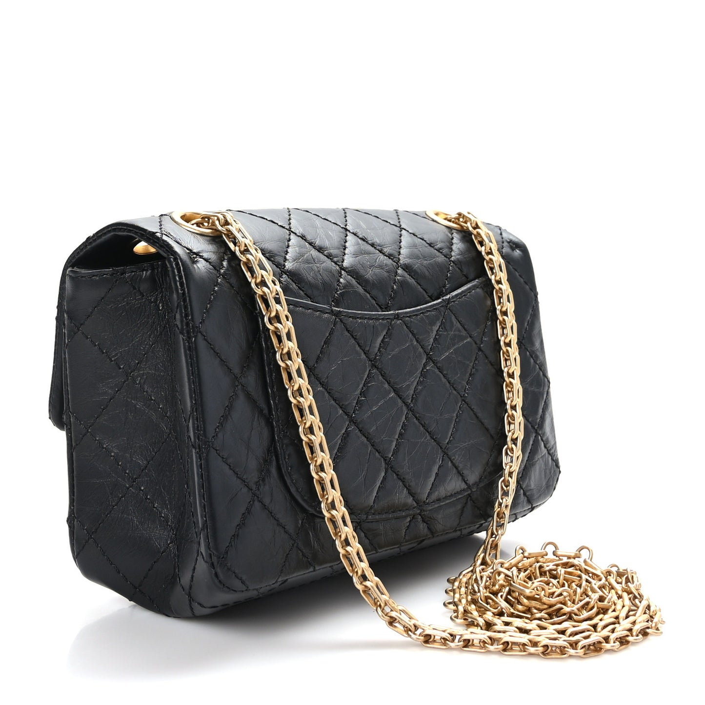 Aged Calfskin Quilted 2.55 Reissue Mini Flap Black