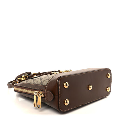 Gucci GG Supreme Monogram Azalea Calfskin Small Horsebit 1955 Top Handle Bag Beige Ebony Brown Sugar 4 of 11