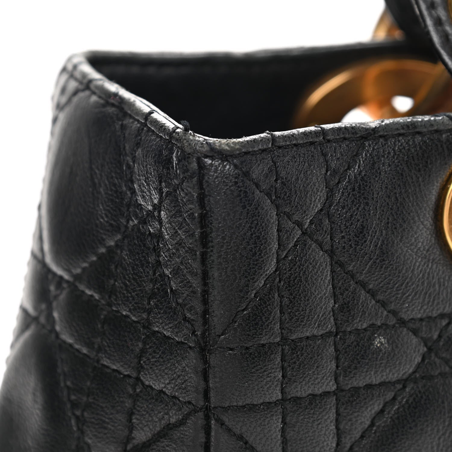 Christian Dior Lambskin Cannage Medium Lady Dior Black 10 of 10