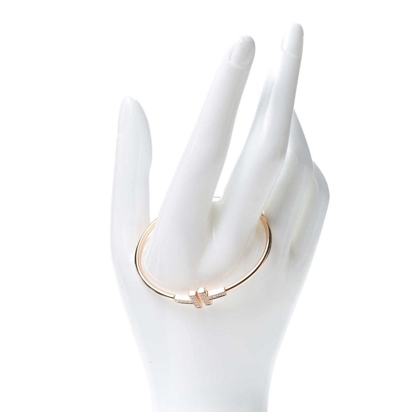 18K Rose Gold Diamond T Wire Bracelet