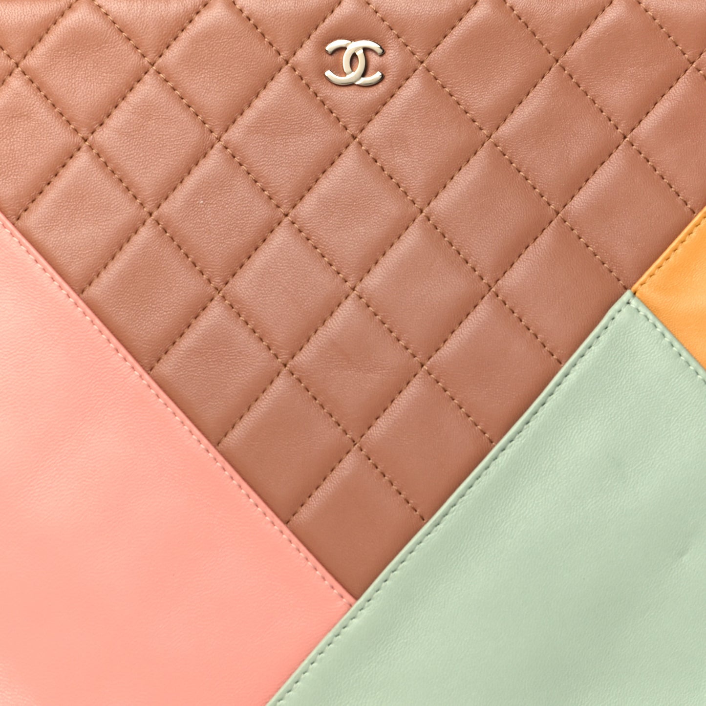 Lambskin Patchwork Large Cosmetic Case Multicolor