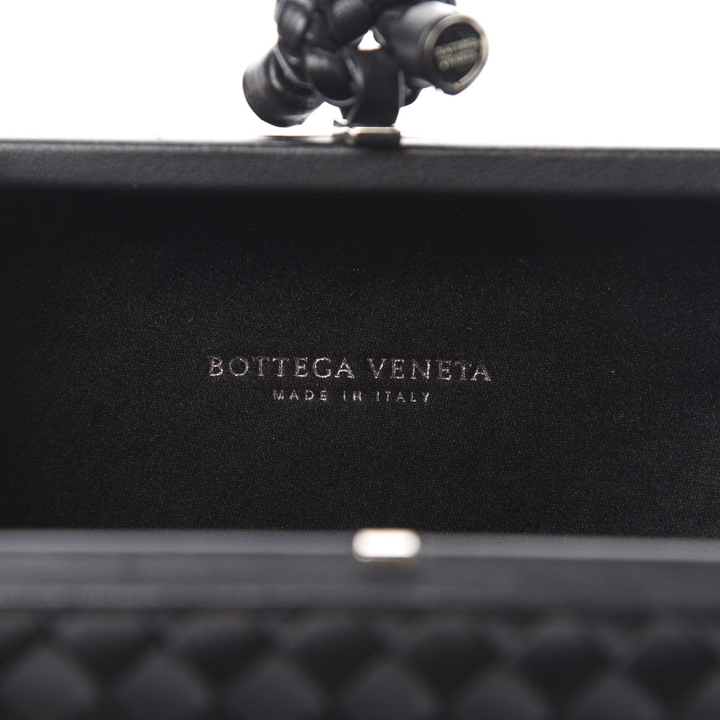 Satin Intreccio Impero Knot Clutch Black