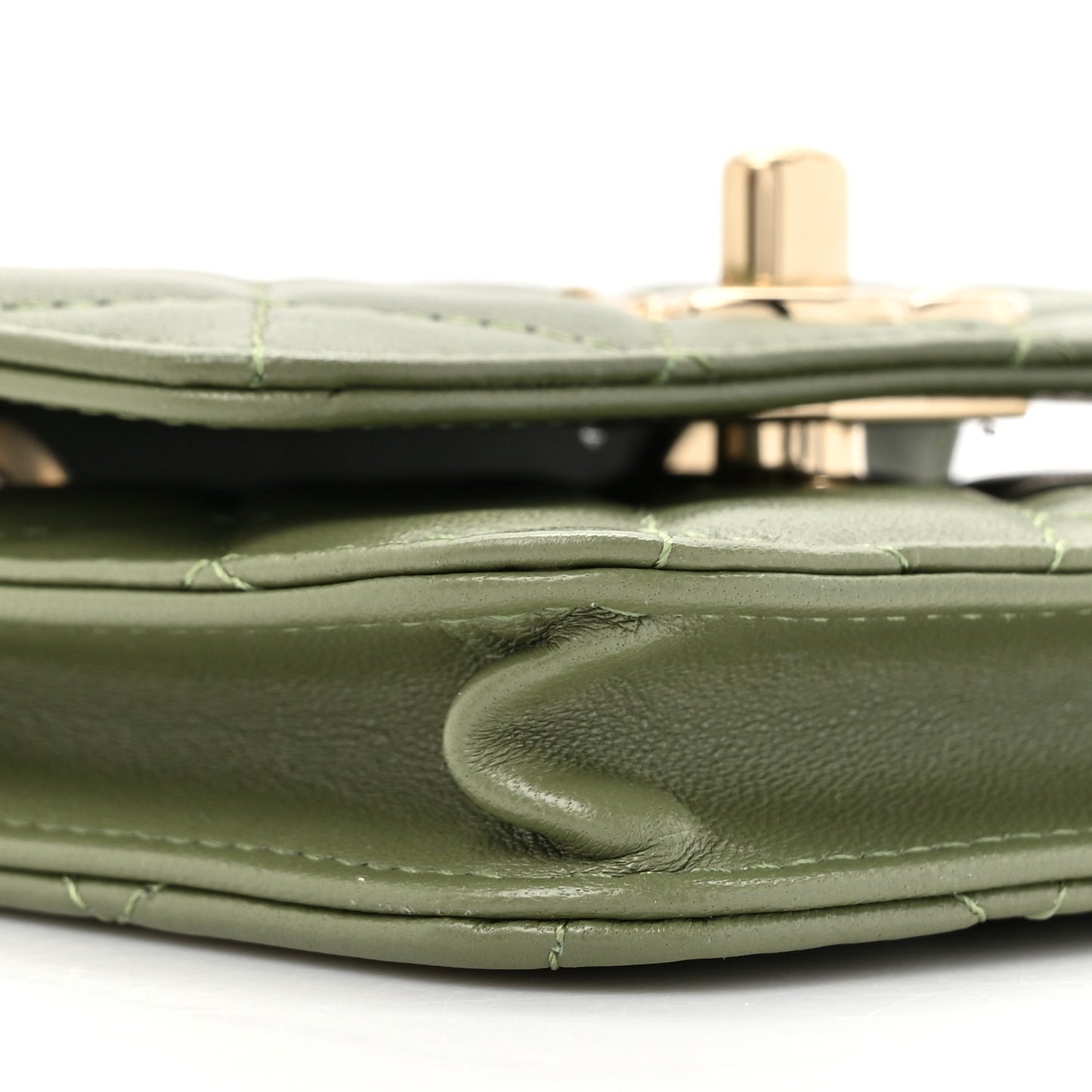 Lambskin Quilted Trendy CC Card Holder On Chain Green