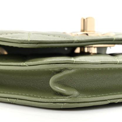 Chanel Lambskin Quilted Trendy CC Card Holder On Chain Green 11 of 12