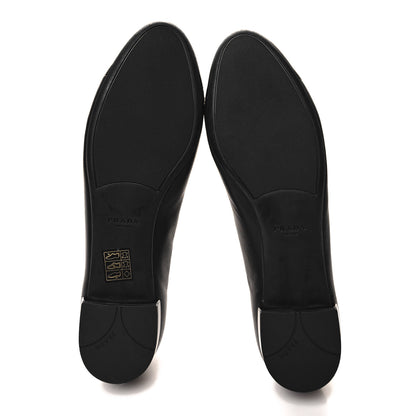 Prada Nappa Vernice Cap Toe Logo Bow Ballerina Flats 38 Black 5 of 8