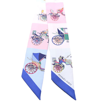 Hermes Silk Les Voitures Exquises Twilly Bleu Rose Vert 2 of 3