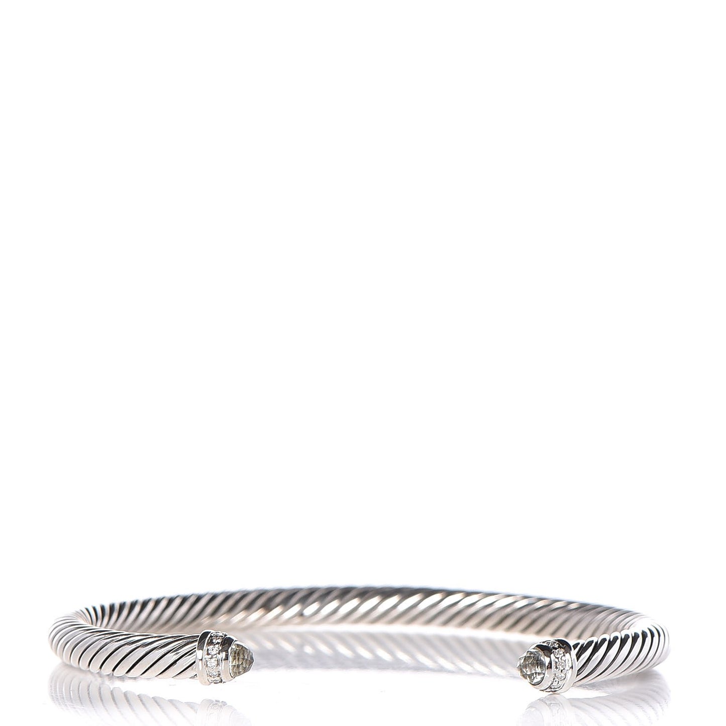 Sterling Silver Diamond Prasiolite 5mm Cable Classics Bracelet