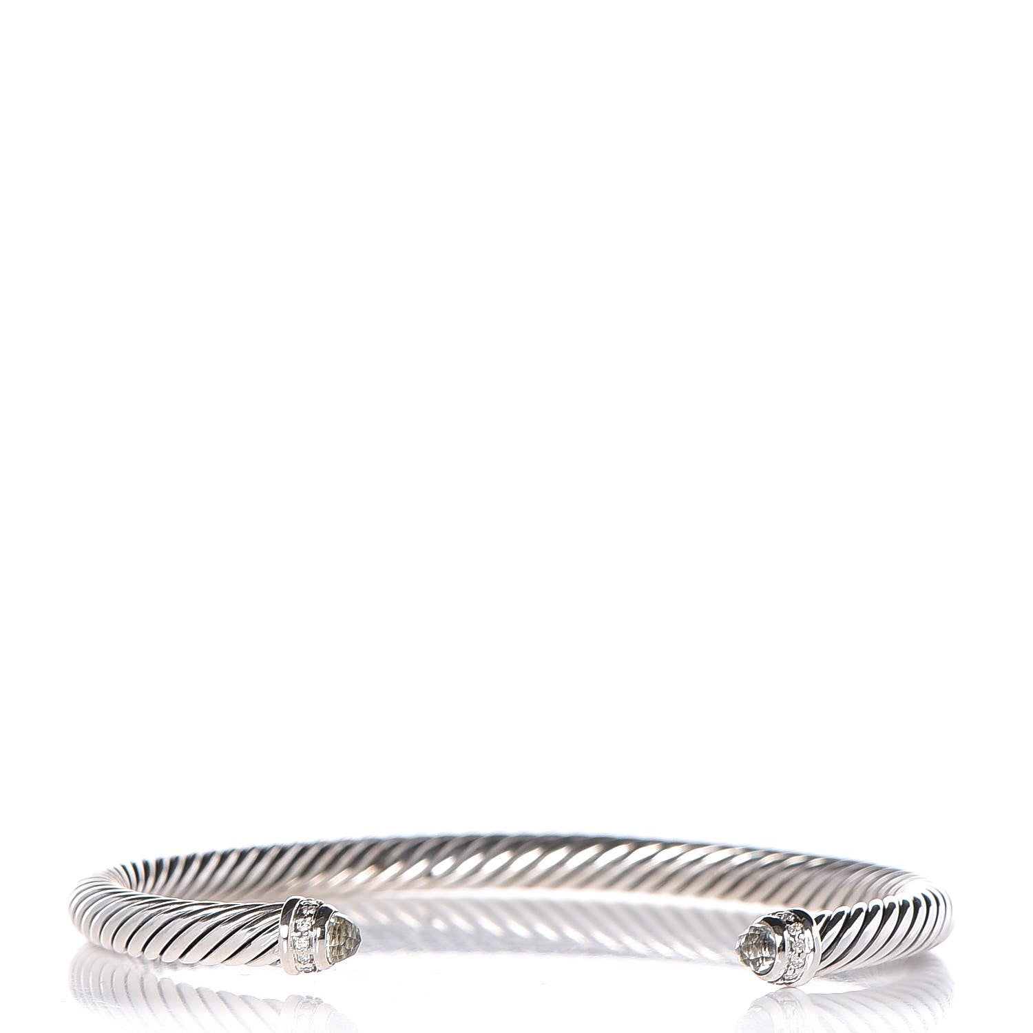 David Yurman Sterling Silver Diamond Prasiolite 5mm Cable Classics Bracelet 1 of 5