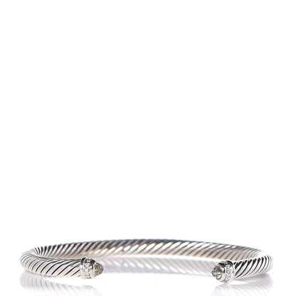 David Yurman Sterling Silver Diamond Prasiolite 5mm Cable Classics Bracelet 1 of 5