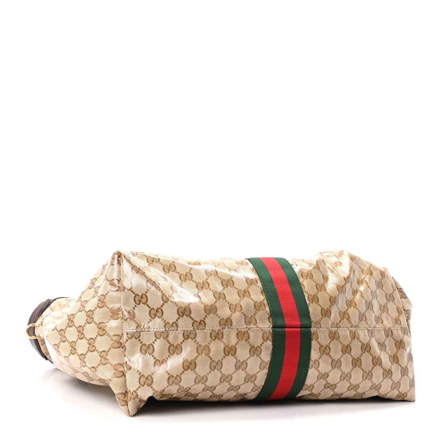 Gucci Varnished GG Monogram Web Large Giglio Tote Sand Dark Brown 5 of 10