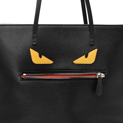 Fendi Vitello Elite Cuoio Monster Buggies Medium Roll Tote Black Multicolor Blue Cobalto 8 of 11