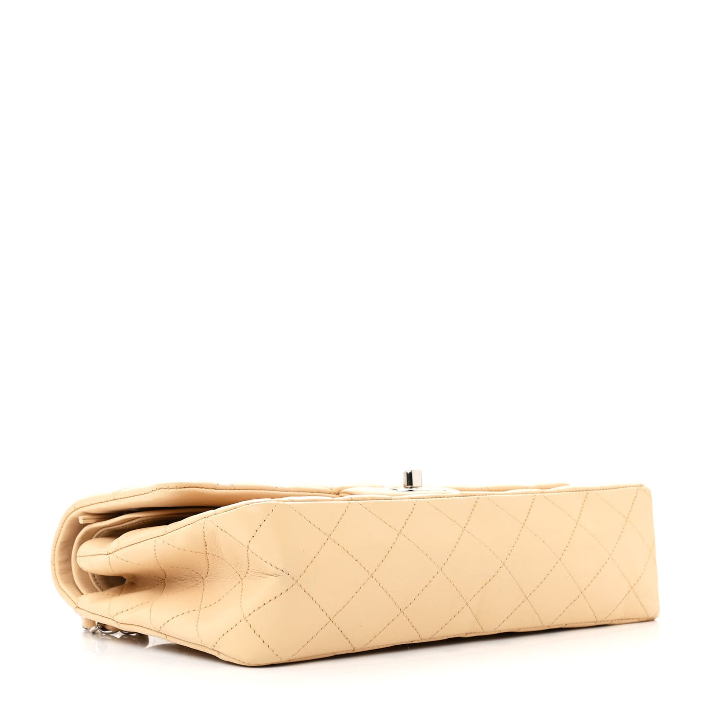Lambskin Quilted Medium Double Flap Beige