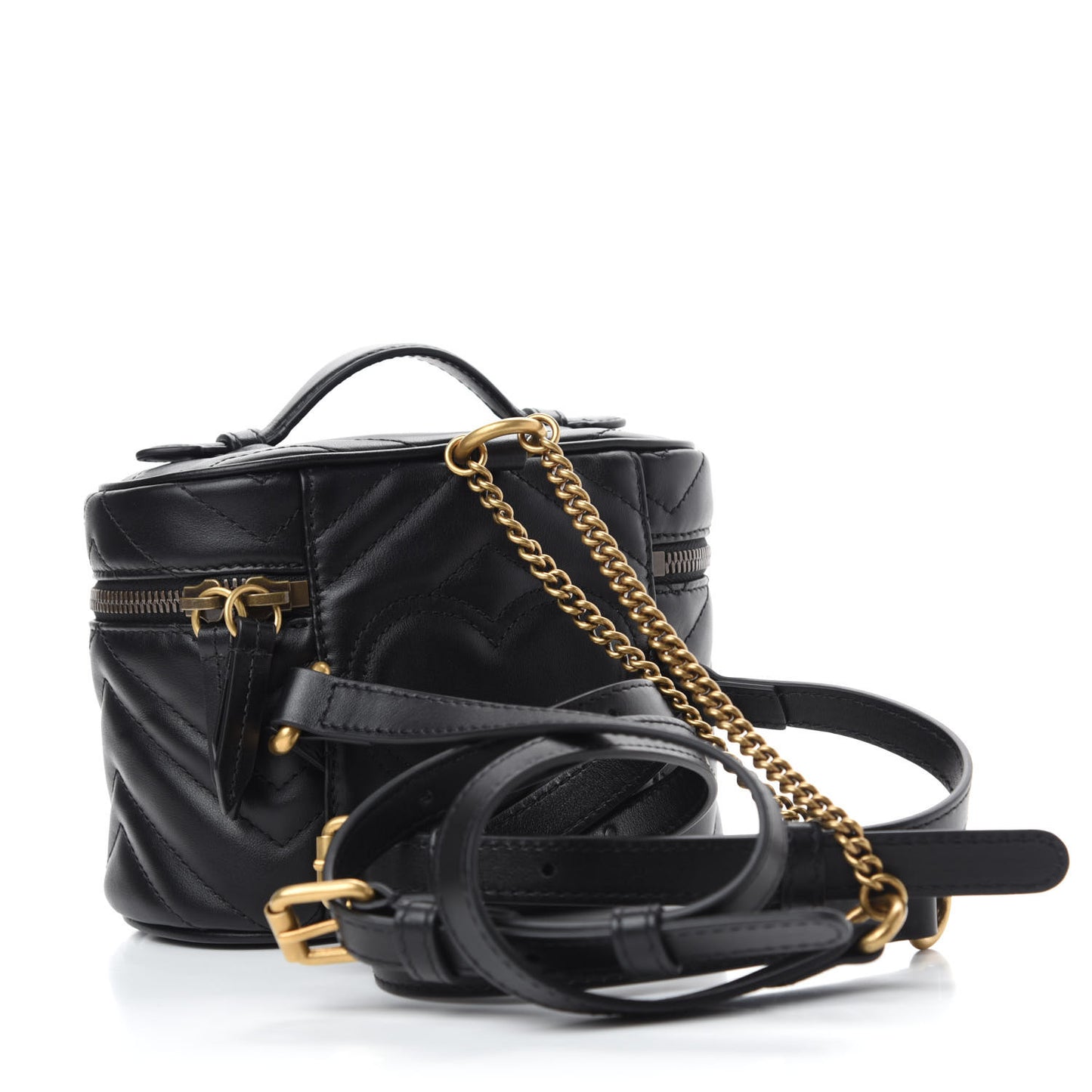 Calfskin Matelasse Mini GG Marmont Round Backpack Black