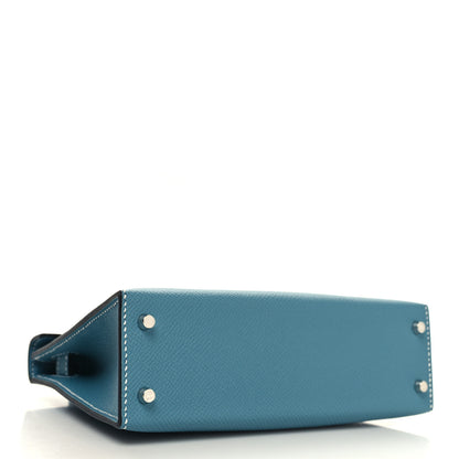 Hermes Epsom Mini Kelly Sellier 20 New Blue Jean 4 of 10