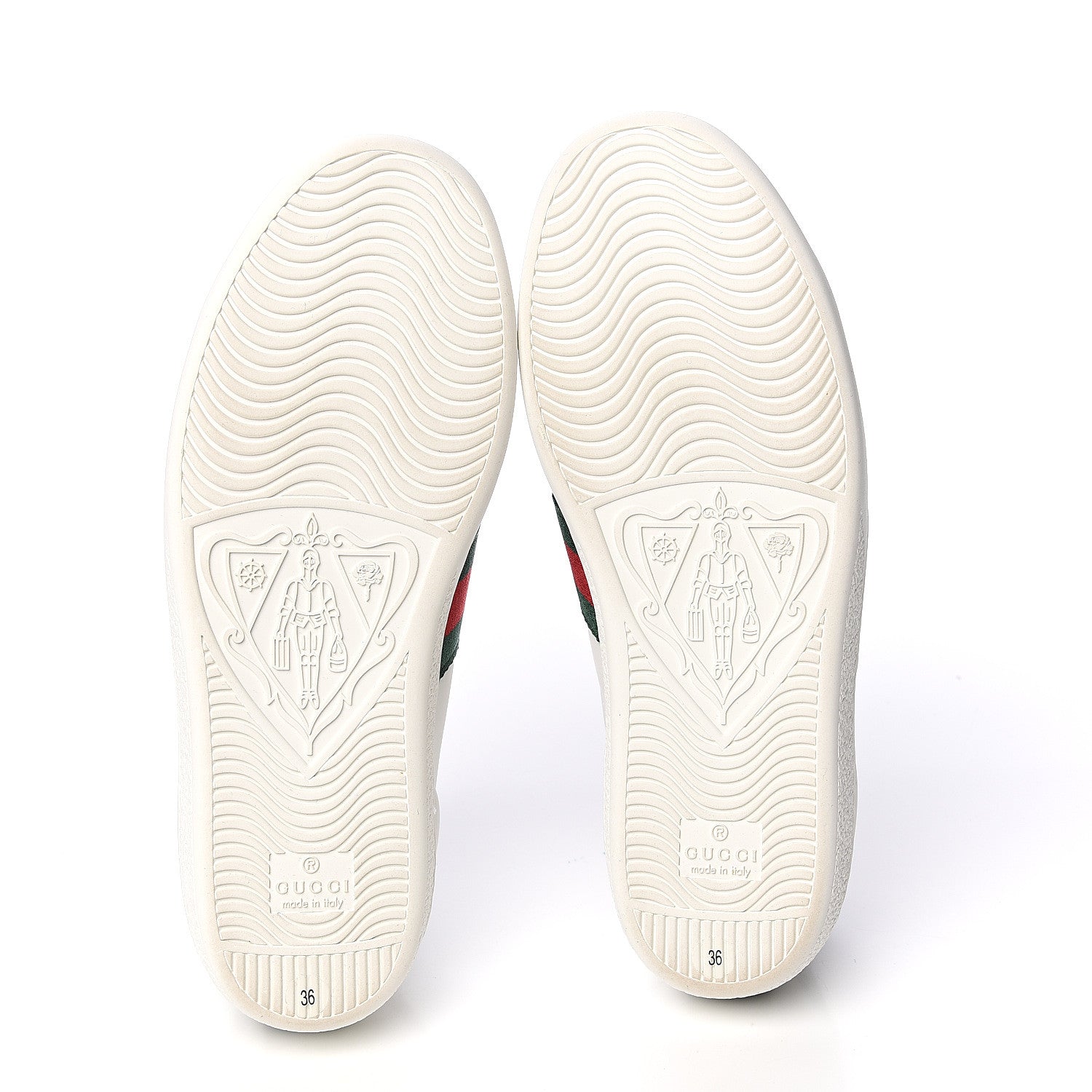 Gucci Calfskin Crocodile Web Womens Ace Sneakers 36 White Green 5 of 9