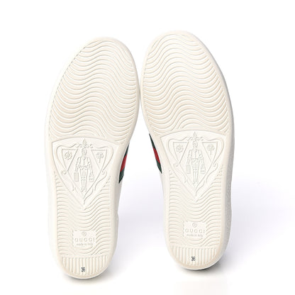 Gucci Calfskin Crocodile Web Womens Ace Sneakers 36 White Green 5 of 9