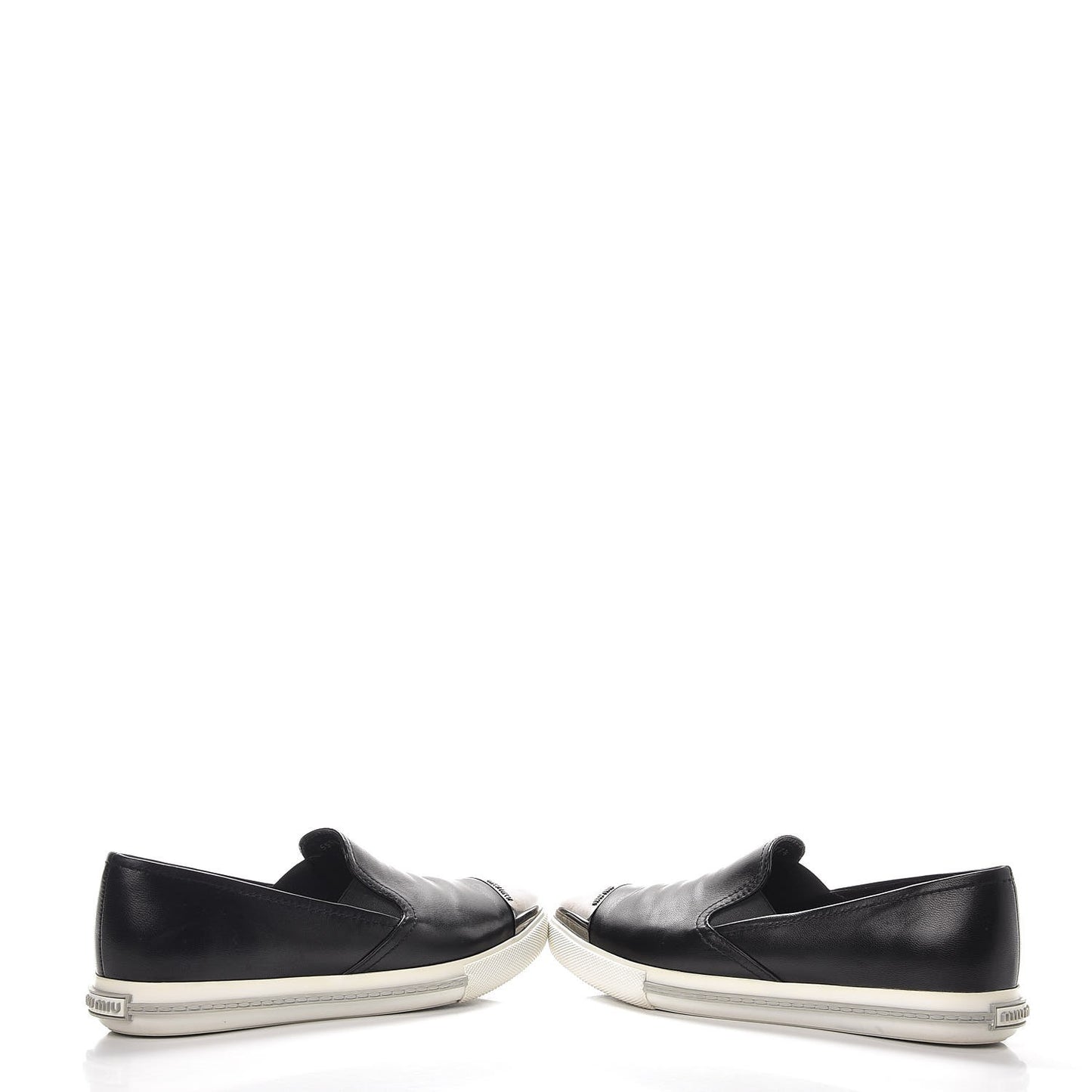 Nappa Metal Cap Toe Slip On Sneakers 37.5 Nero Black