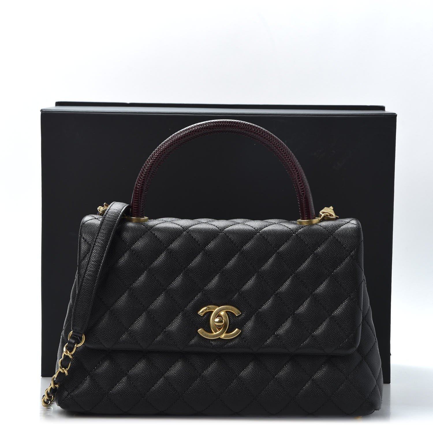 Chanel Caviar Lizard Quilted Small Coco Handle Flap Black 10 of 10
