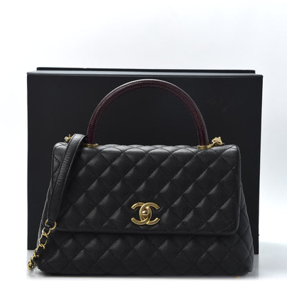 Chanel Caviar Lizard Quilted Small Coco Handle Flap Black 10 of 10