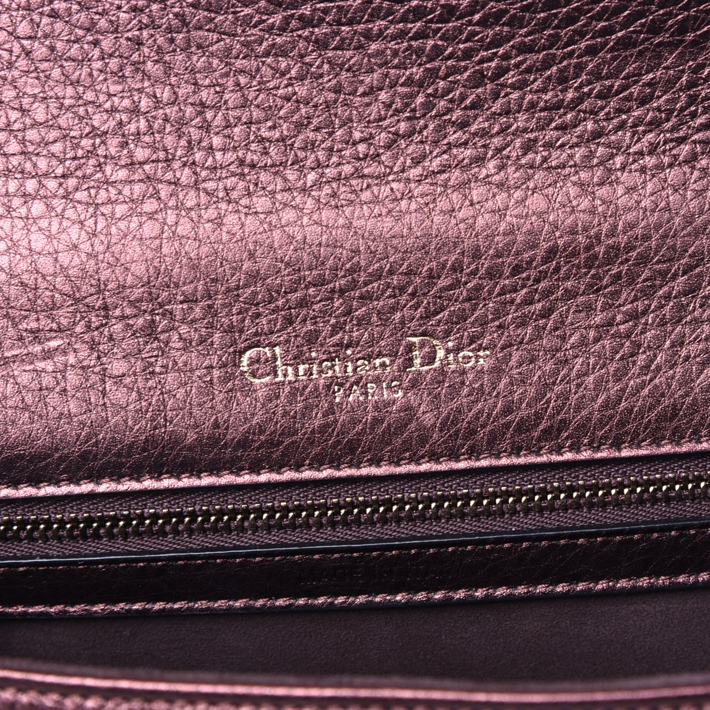 Metallic Grained Calfskin Small Diorama Flap Bag Noisette