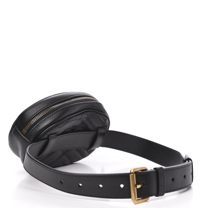 Gucci Calfskin Matelasse GG Marmont Belt Bag 85 34 Black 3 of 12