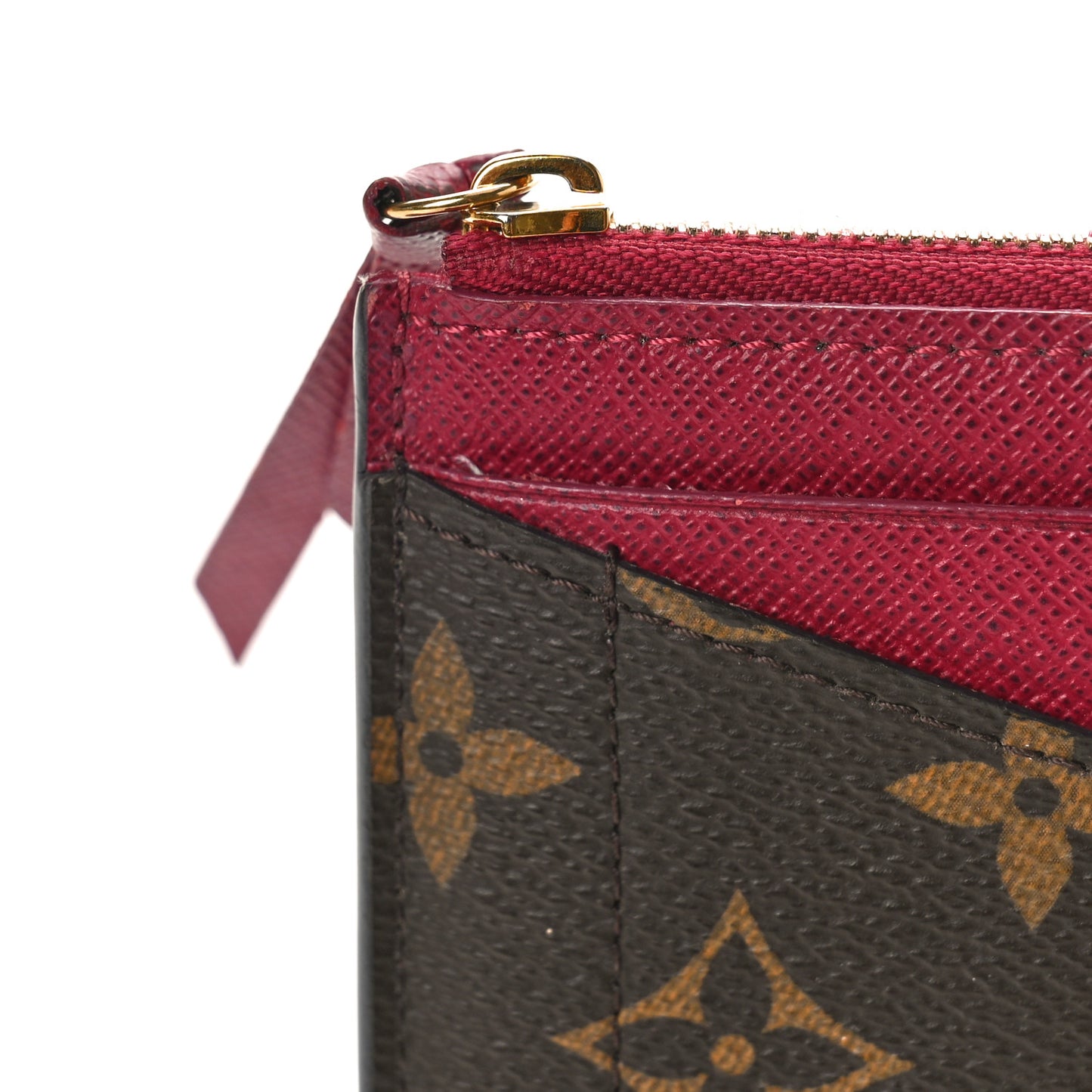 Monogram Zipped Card Holder Fuchsia