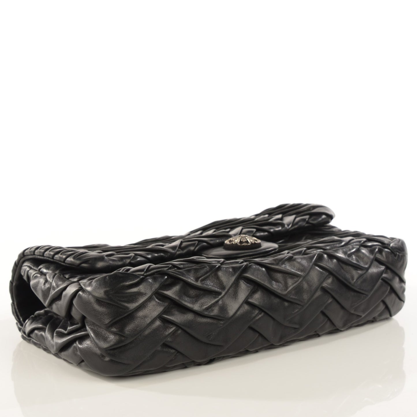 Calfskin Chevron Medium Flap Black