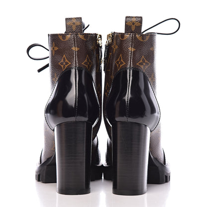 Louis Vuitton Patent Calfskin Monogram Star Trail Ankle Boots 36.5 Black 10 of 12