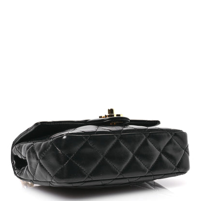 Chanel Shiny Lambskin Quilted Golden Links Top Handle Flap Black 3 of 10