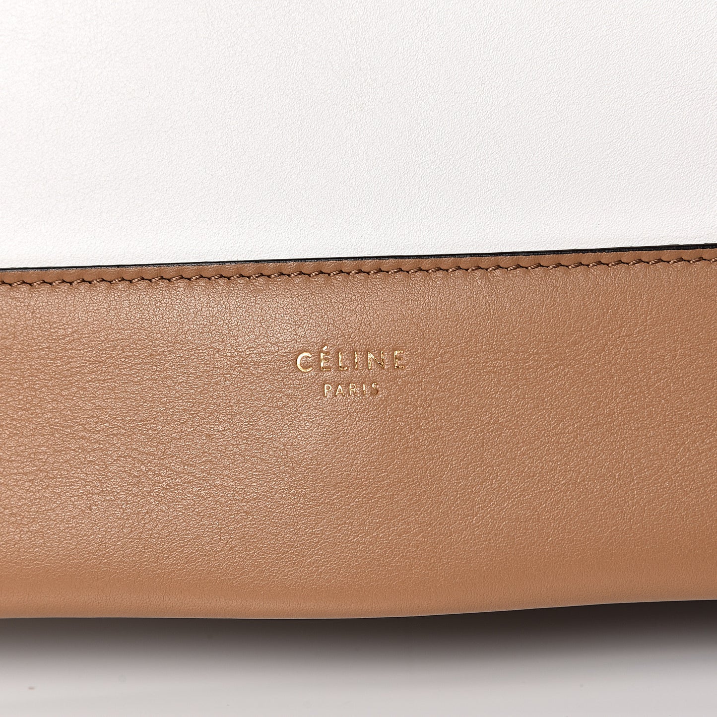 Shiny Smooth Calfskin Medium Frame Shoulder Bag Tan Optic White