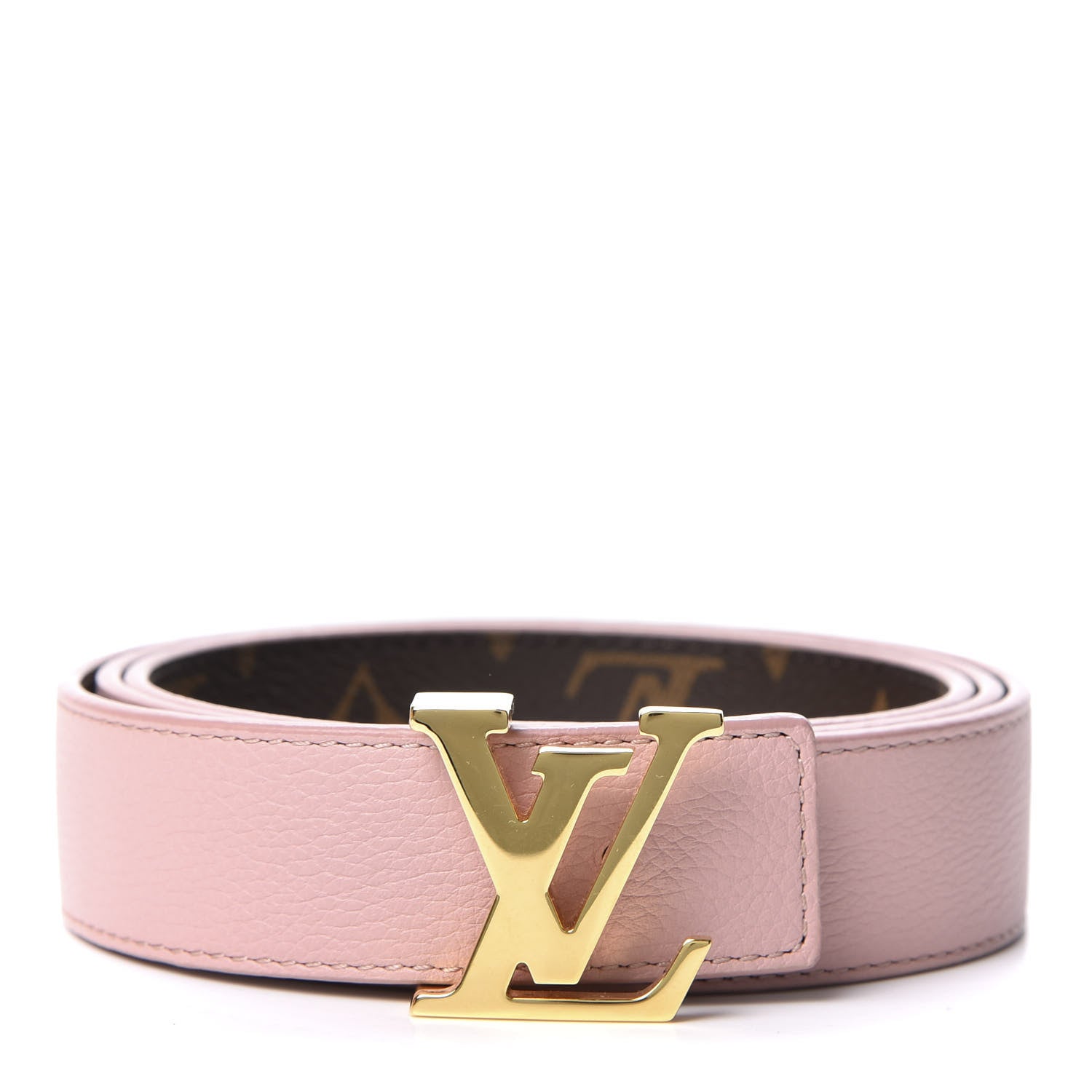 Louis Vuitton Calfskin Monogram 30mm LV Initiales Reversible Belt 90 36 Rose Ballerine 1 of 4