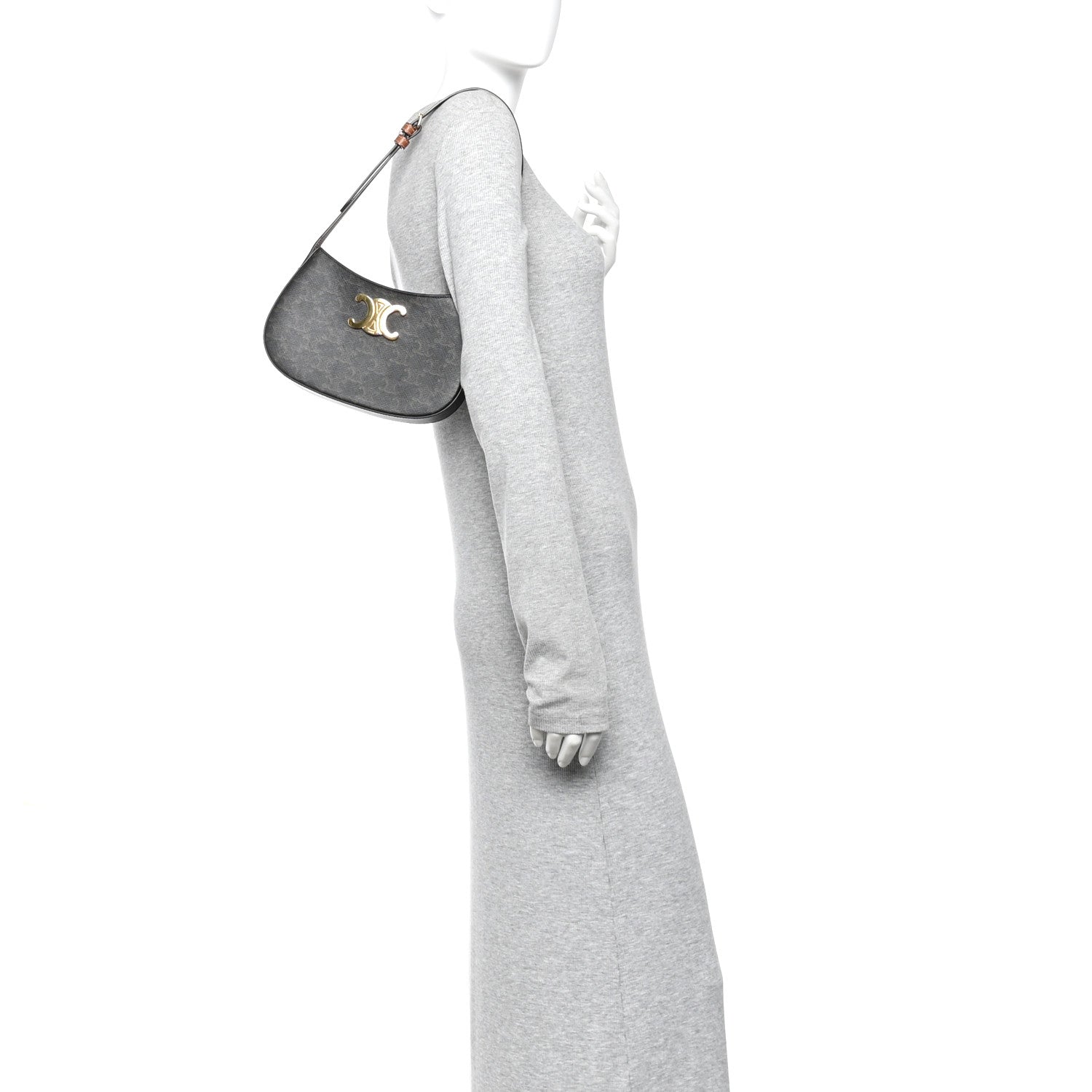 Celine Triomphe Canvas Calfskin Medium Tilly Triomphe Shoulder Bag