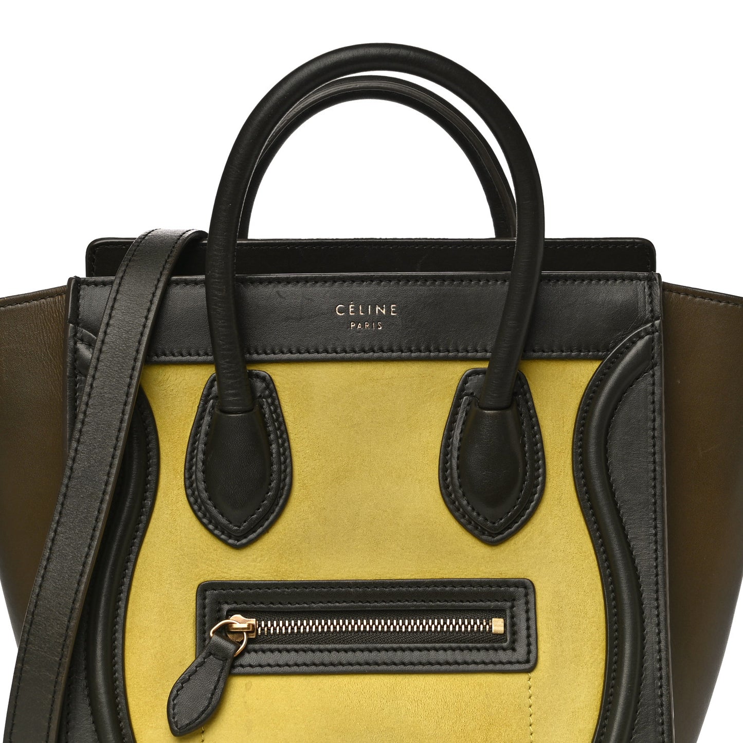 Nubuck Smooth Calfskin Nano Tri-Color Luggage Chartreuse