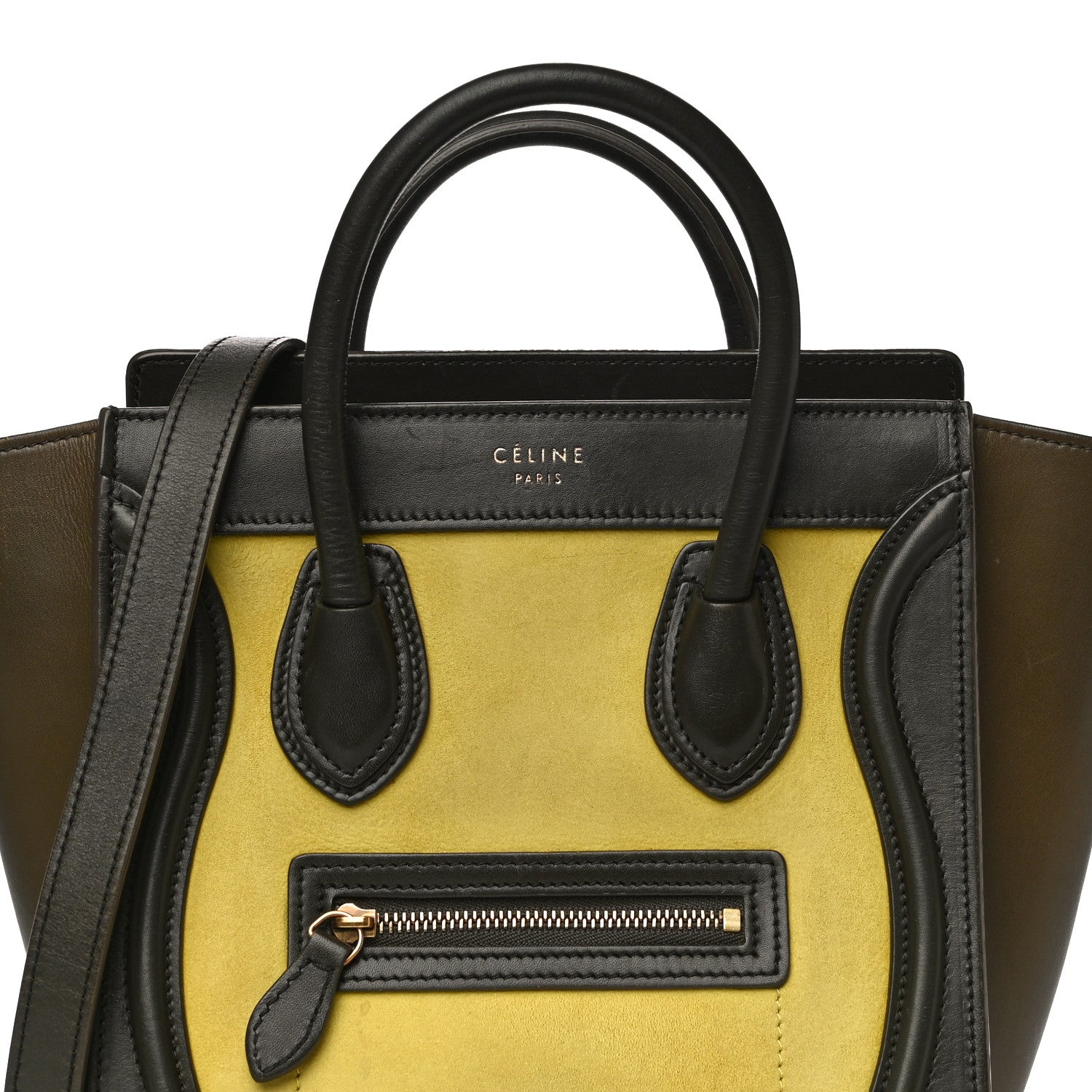 Celine Nubuck Smooth Calfskin Nano Tri-Color Luggage Chartreuse 20 of 20