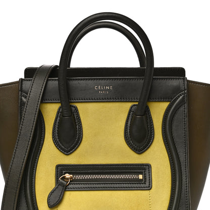 Celine Nubuck Smooth Calfskin Nano Tri-Color Luggage Chartreuse 20 of 20