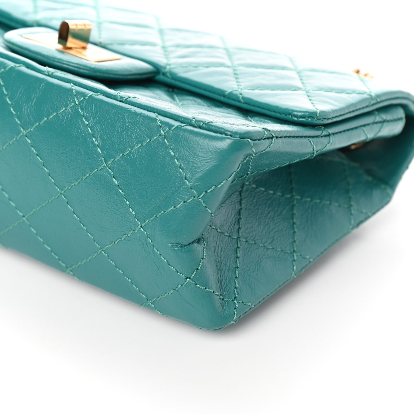 Aged Calfskin Quilted 2.55 Reissue Mini Flap Green