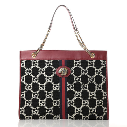Gucci Tweed GG Monogram Large Rajah Chain Tote Romantic Cherry Black White 3 of 11