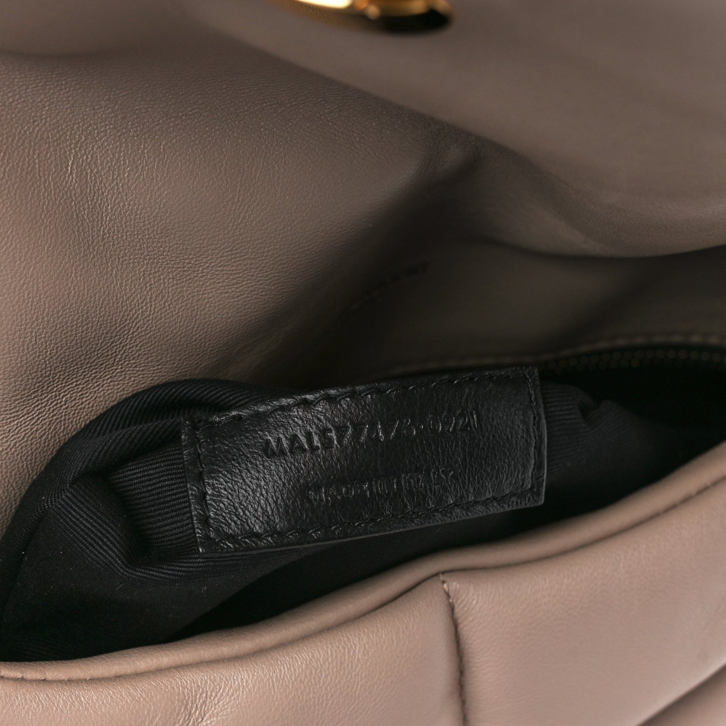 Lambskin Quilted Small Loulou Puffer Monogram Chain Satchel Dark Beige