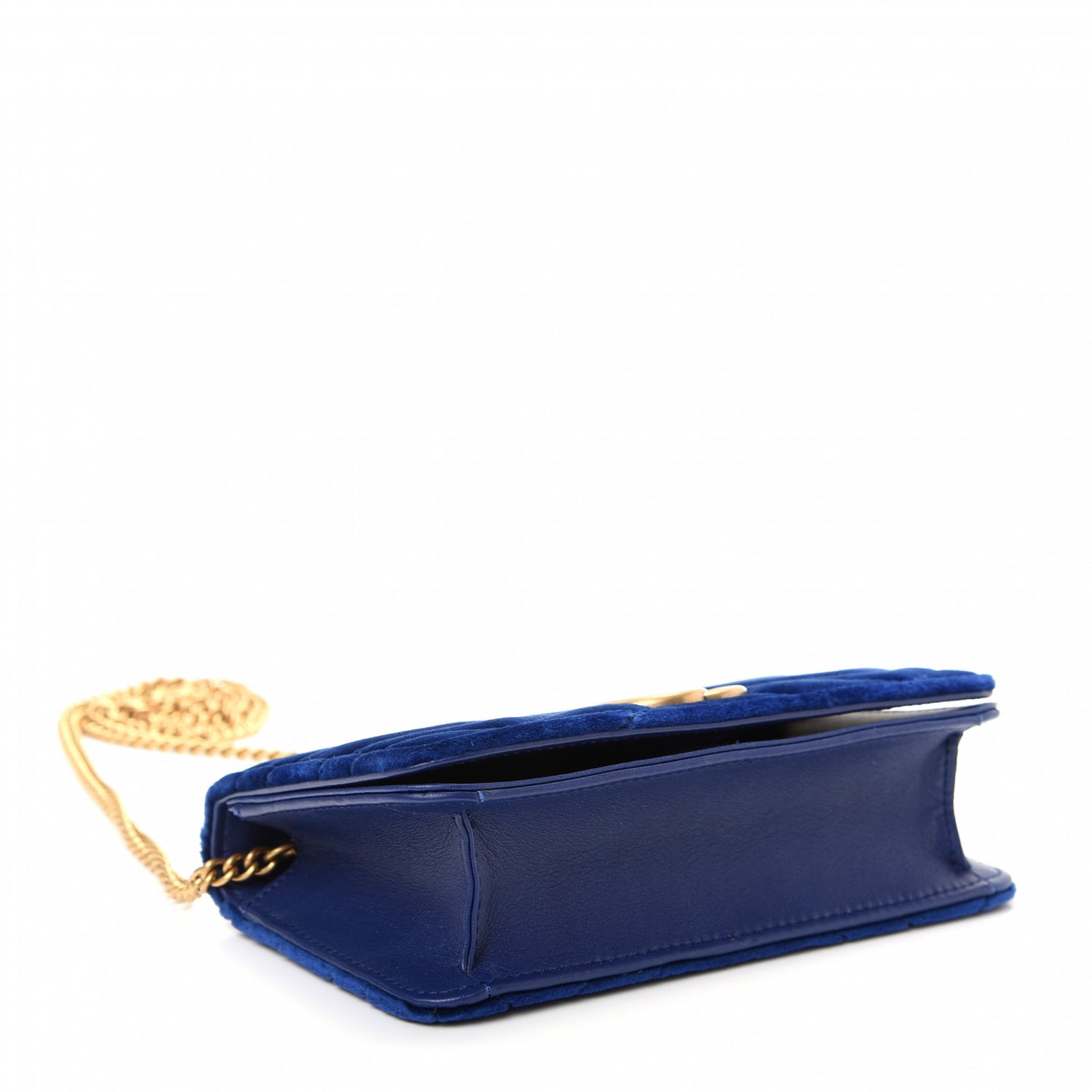 Velvet Matelasse GG Marmont Mini Bag Cobalt Blue