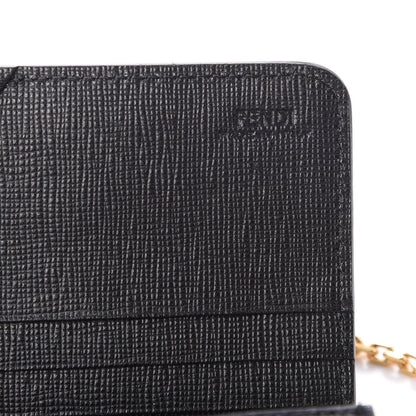 Fendi Vitello Elite Studded Monster Continental Wallet on Chain Black 6 of 8
