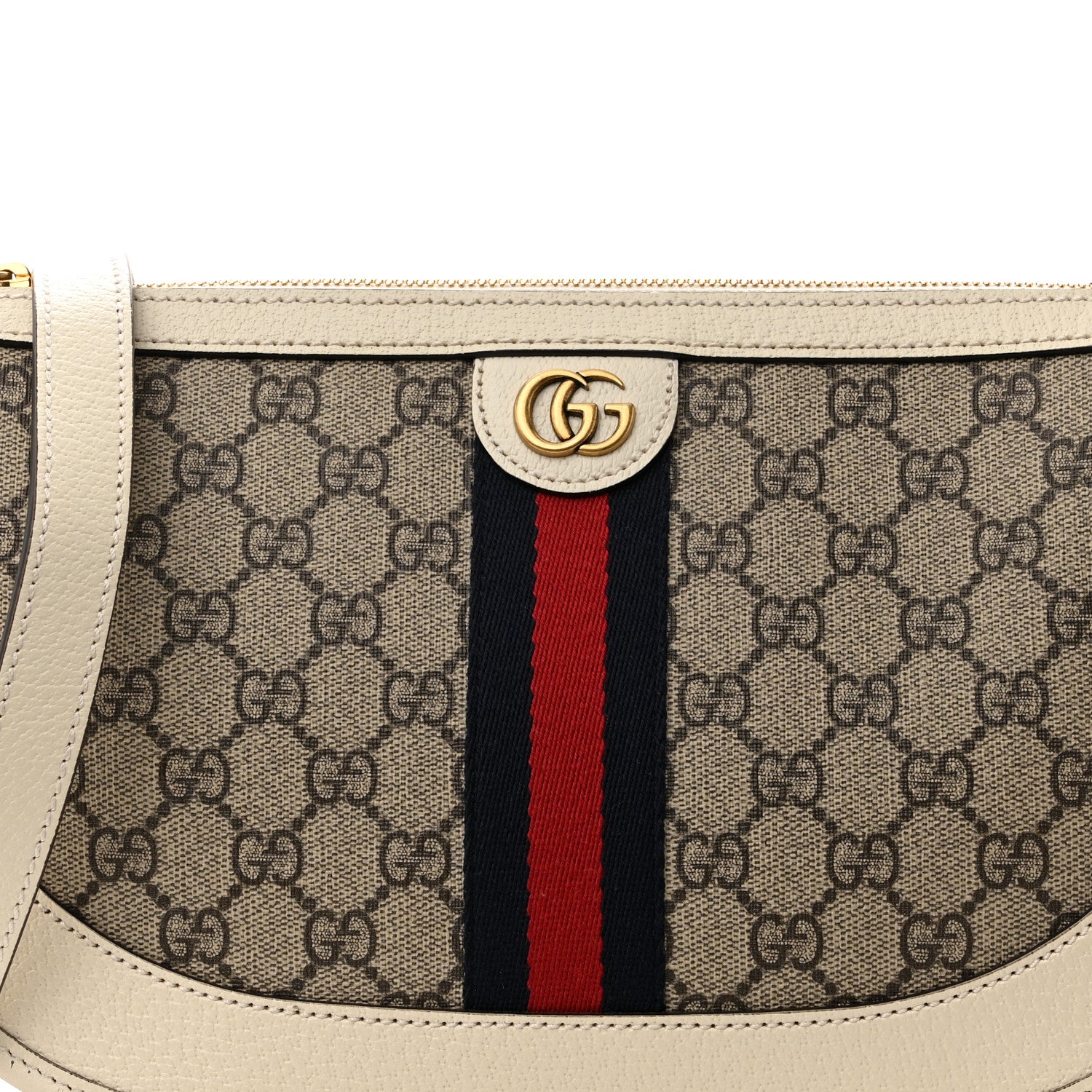 Gucci GG Supreme Monogram Web Large Ophidia Shoulder Bag Beige Ebony Mystic White 7 of 9