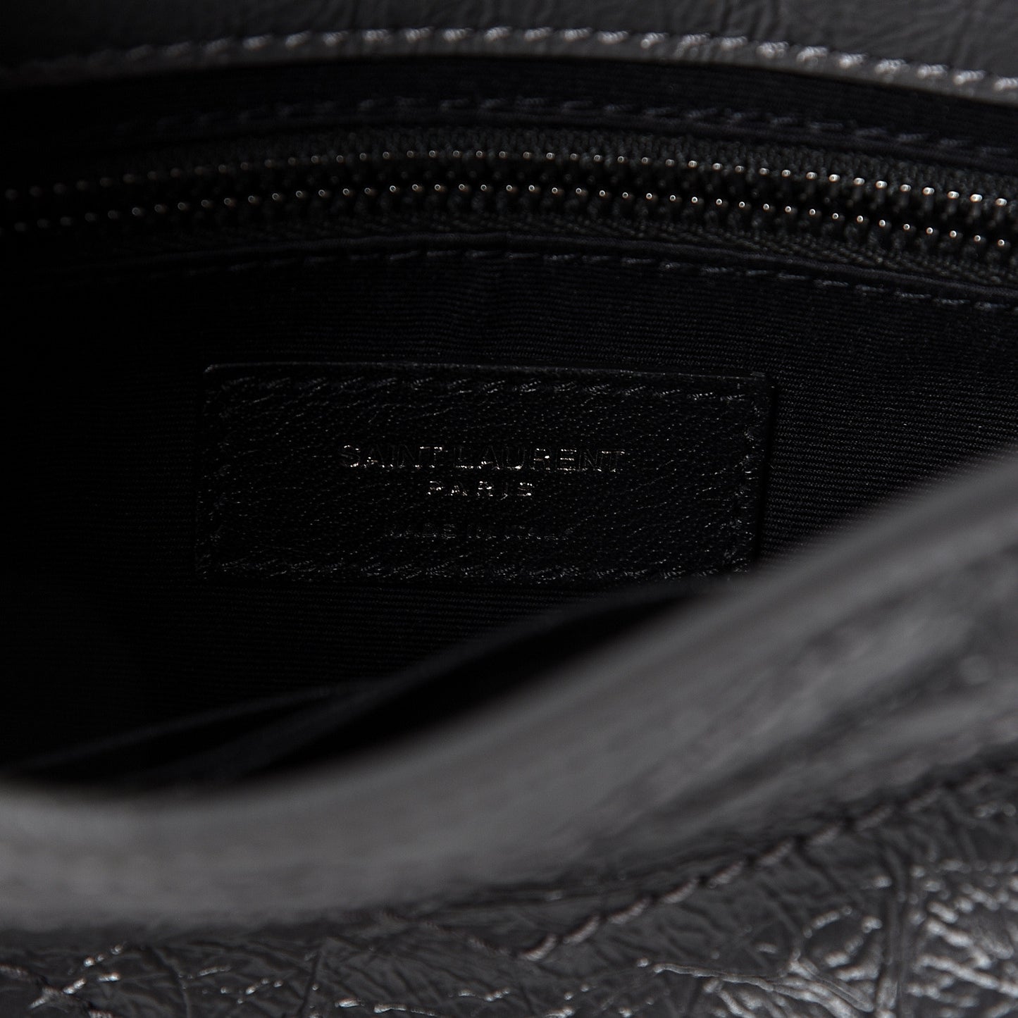 Crinkled Calfskin Matelasse Monogram Niki Chain Wallet Storm