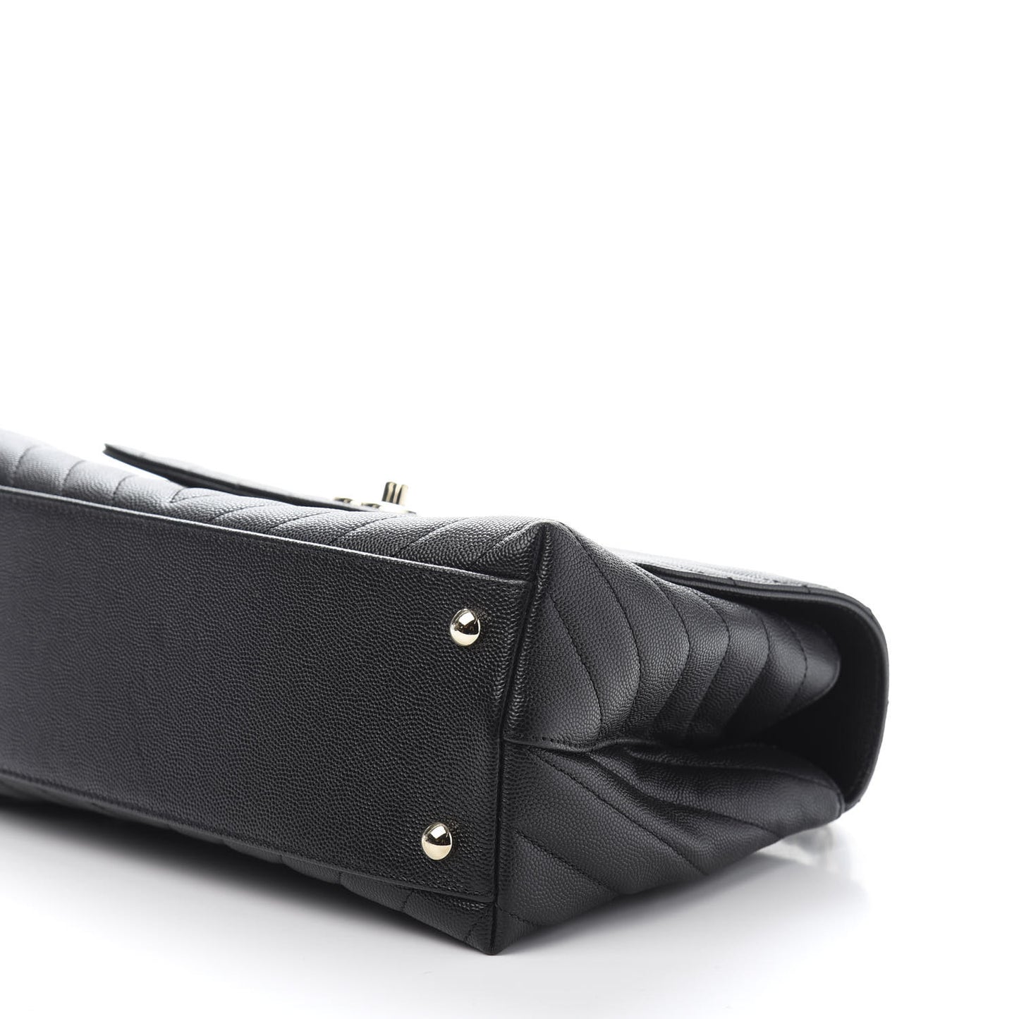 Caviar Chevron Quilted Small Coco Handle Flap Black
