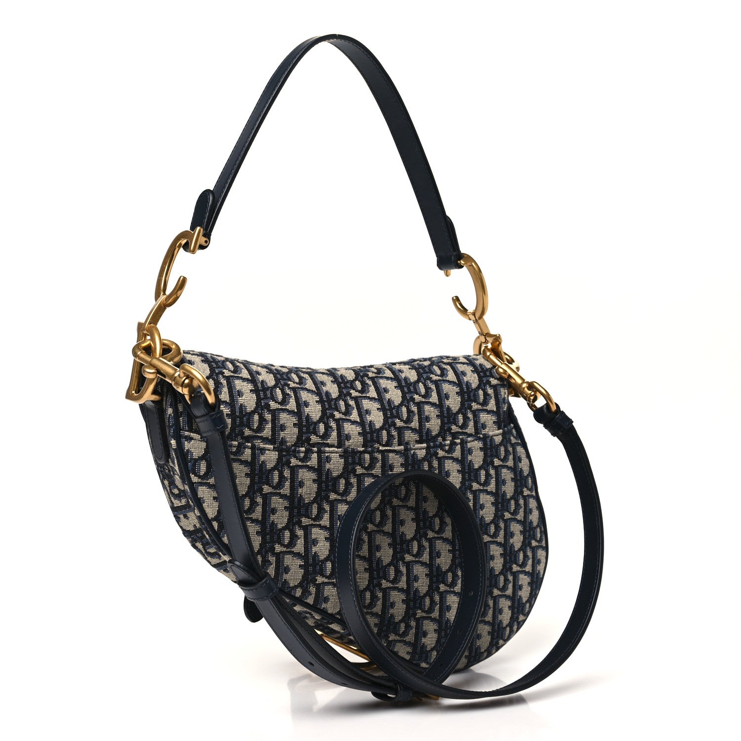 Christian Dior Oblique Saddle Bag With Strap Blue 3 of 10