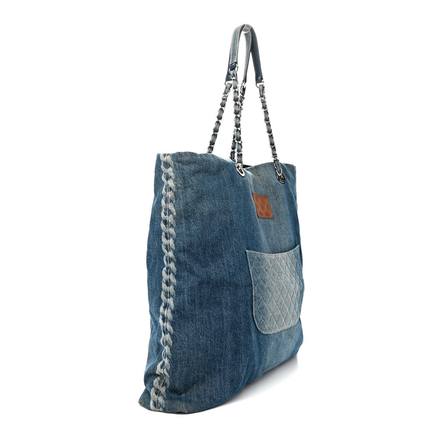 Denim Printed Shopping Bag Blue